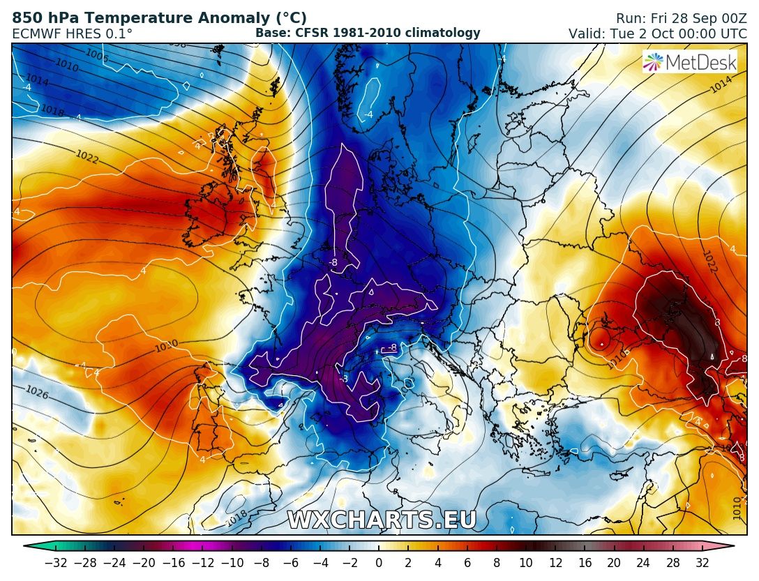 Two new strong cold waves across central Europe in the coming days