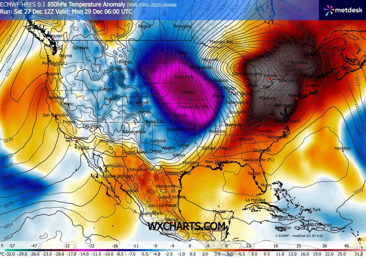 arctic-blast-polar-vortex-bomb-cyclone-winter-storm-ezra-snow-united-states-canada-850mbar-temperature-anomaly-sunday-night