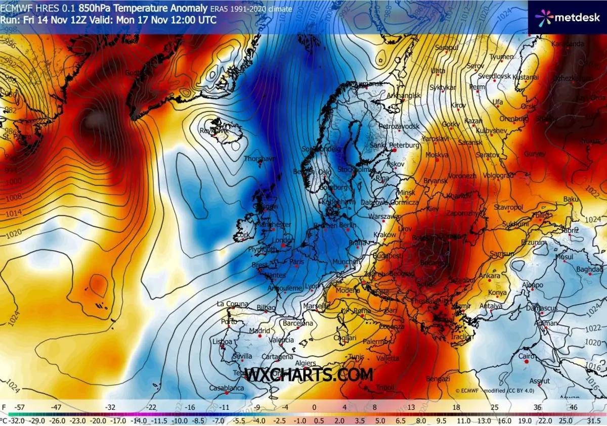 arctic-cold-wave-blast-western-europe-uk-spain-iberia-snow-november-2025-temperature-monday