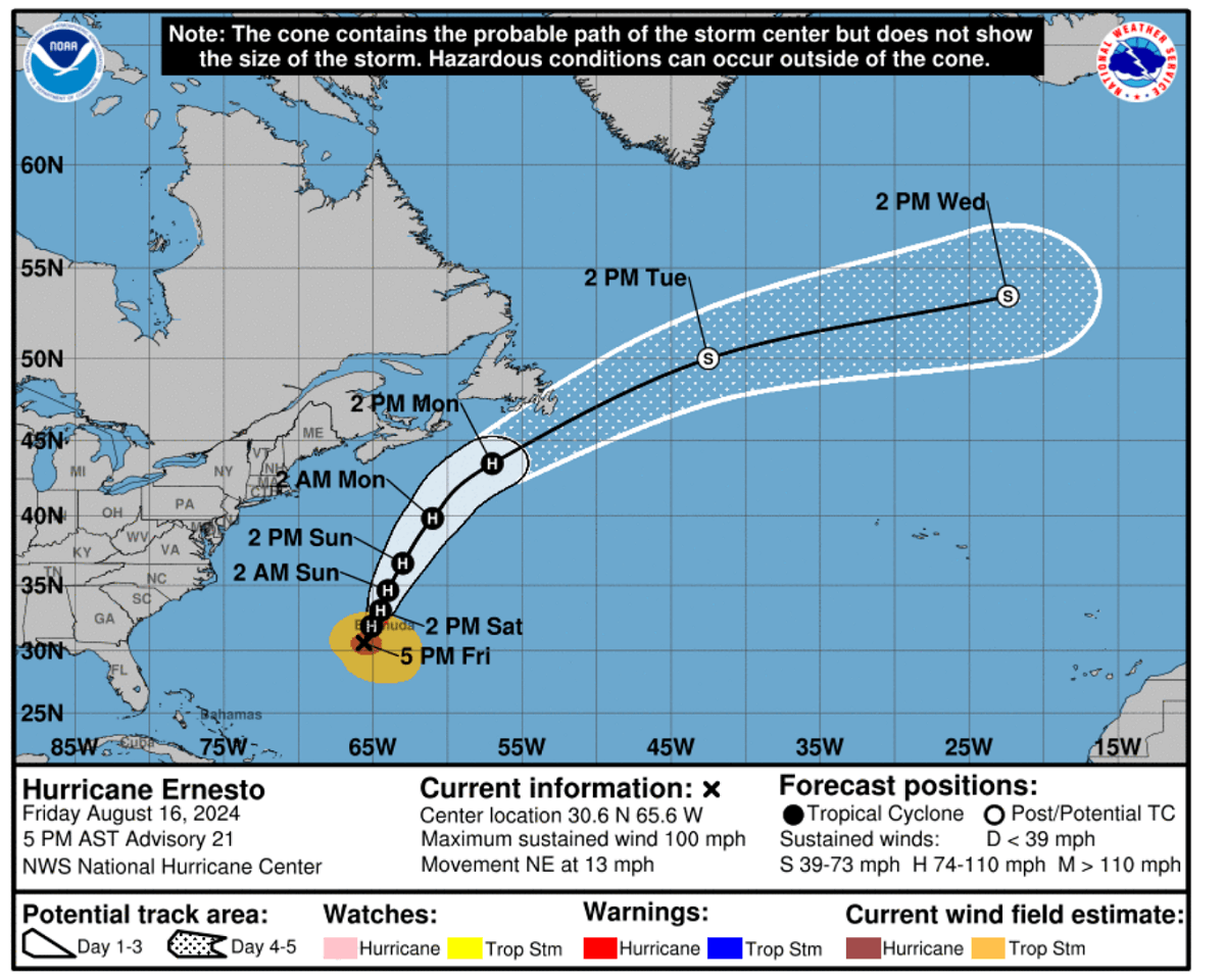atlantic-hurricane-season-2024-ernesto-bermuda-extratropical-storm-europe-uk-nhc-forecast
