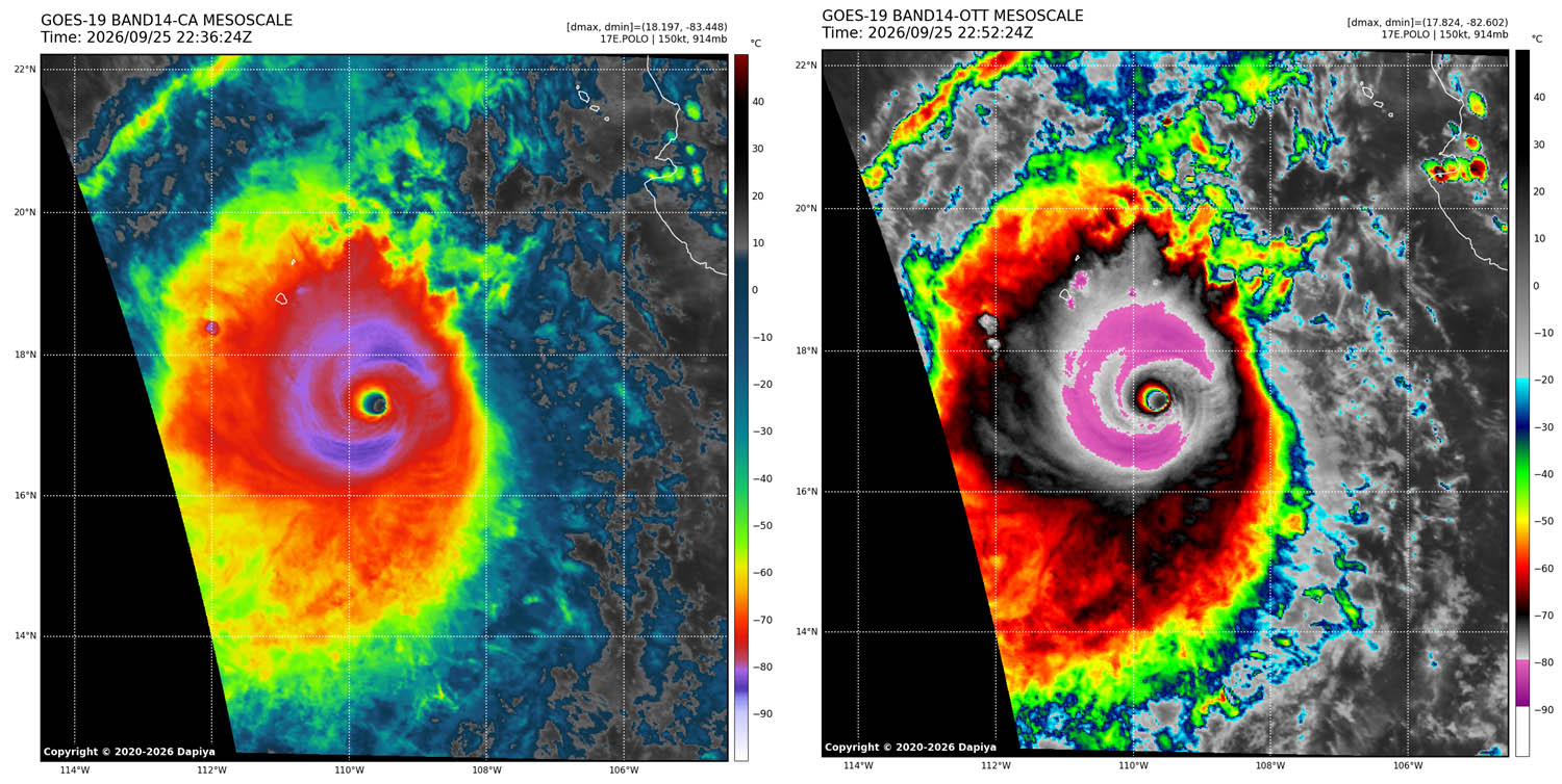 category 5 monster hurricane polo explosive intensification pacific mexico september 2026 infrared satellite