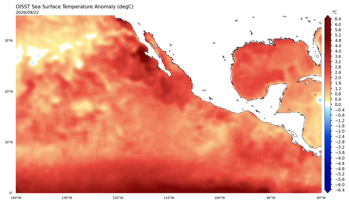category 5 monster hurricane polo explosive intensification pacific mexico september 2026 sea temperature anomaly