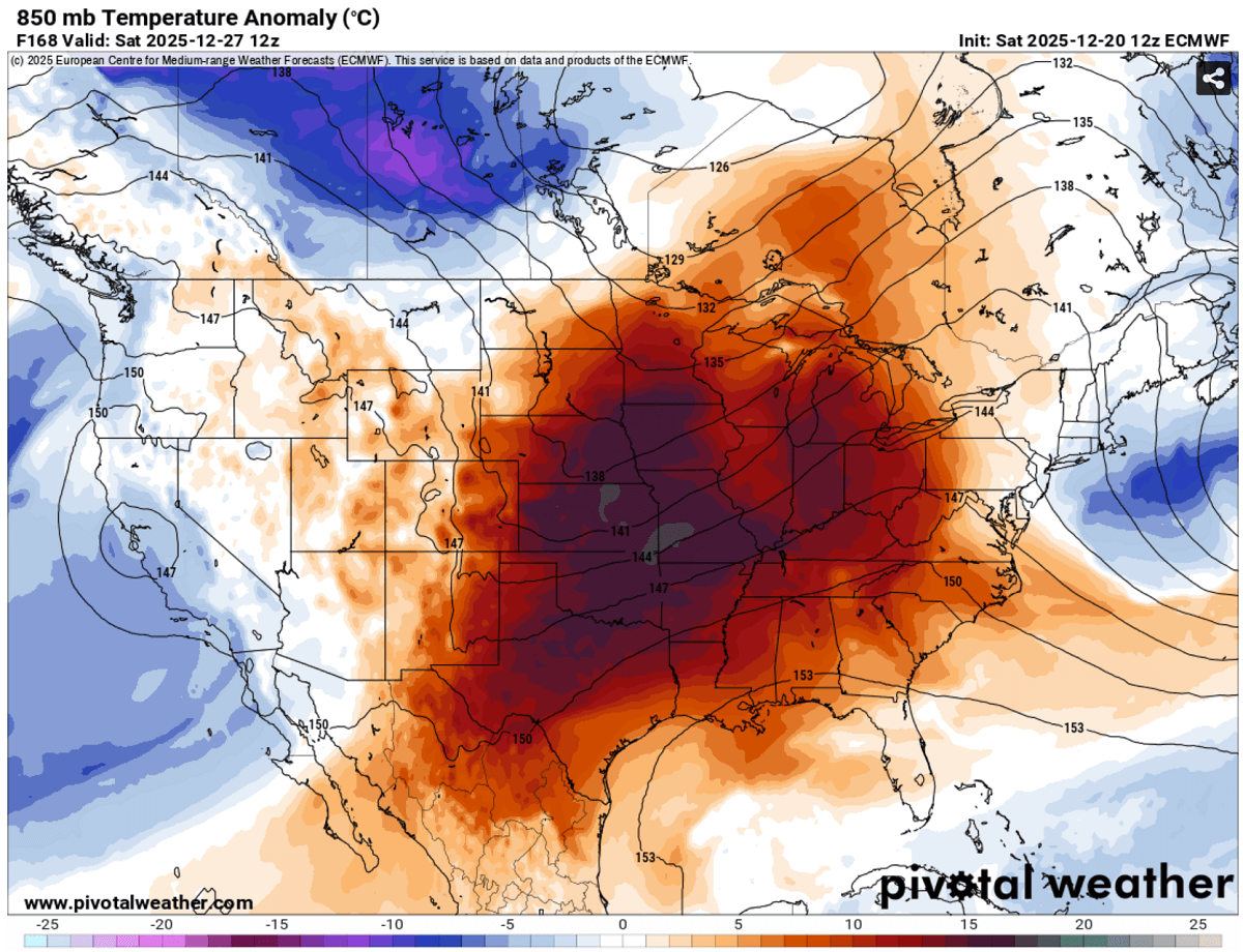 christmas-2025-forecast-warmest-on-record-holidays-historic-heat-dome-united-states-850mb-temperature-saturday