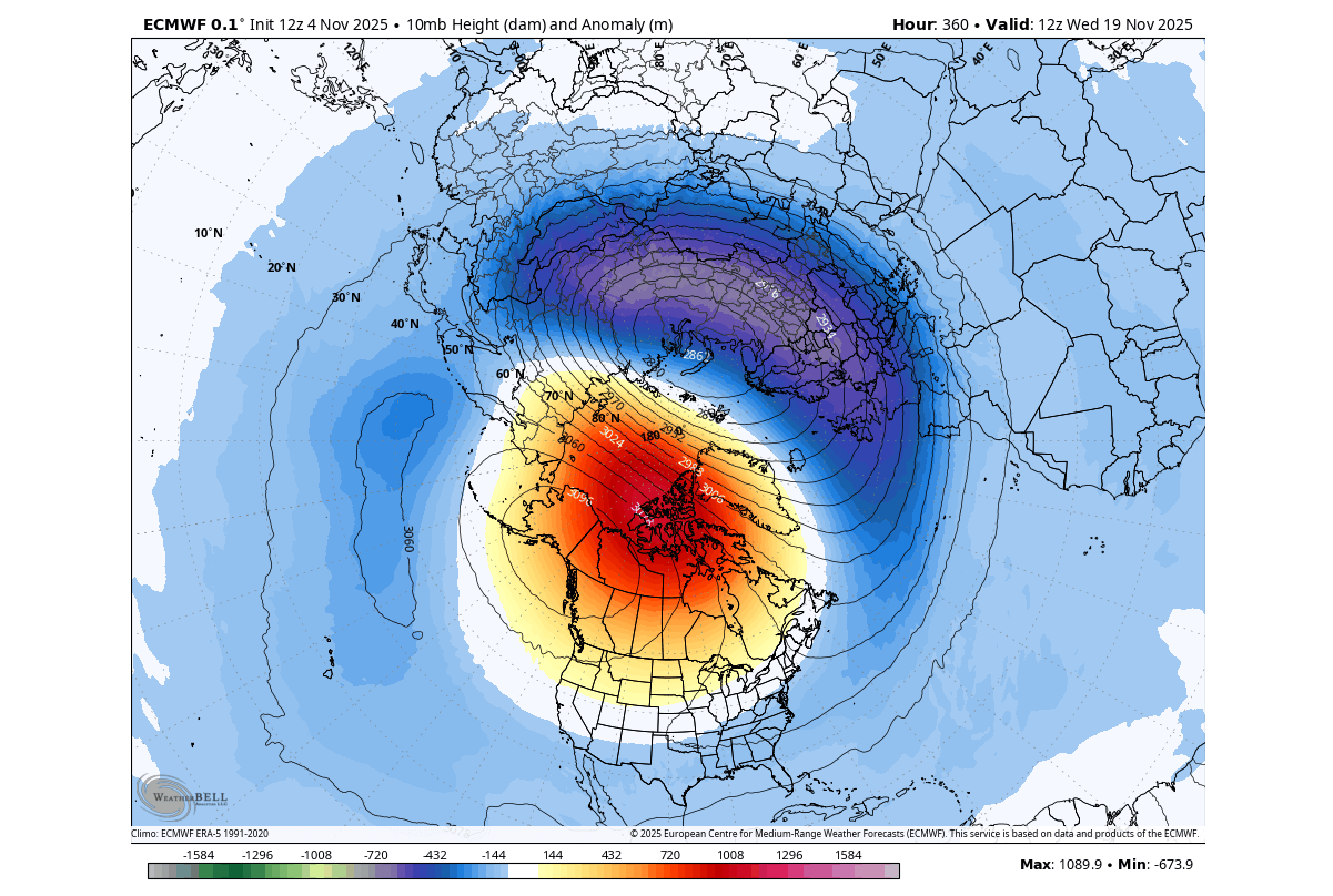 early-stratospheric-warming-polar-vortex-forecast-winter-10mb-pressure-anomaly-latest-2025-united-states-canada