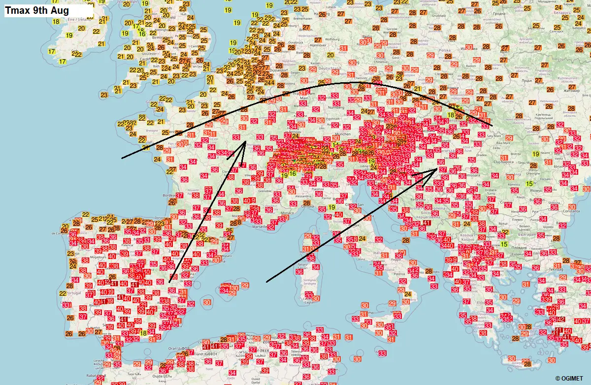 european-heat-dome-extreme-heatwave-europe-august-2025-saturday-tmax