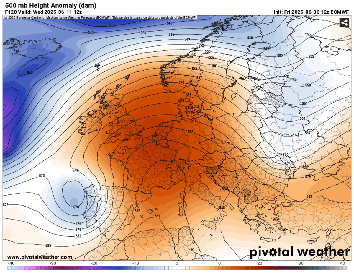 first-heatwave-summer-2025-heat-dome-europe-pattern-wednesday
