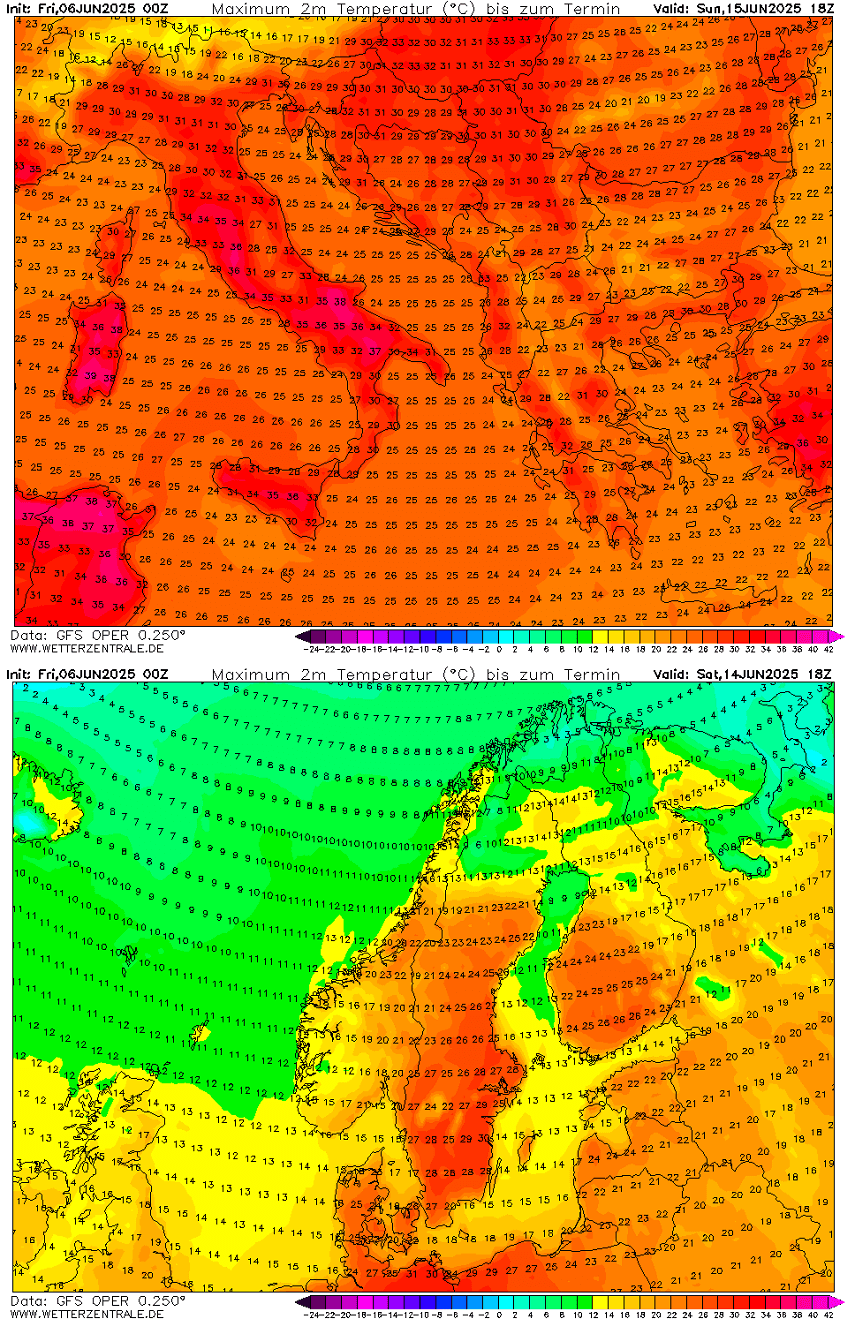 first-heatwave-summer-2025-heat-dome-europe-tmax-italy-sweden