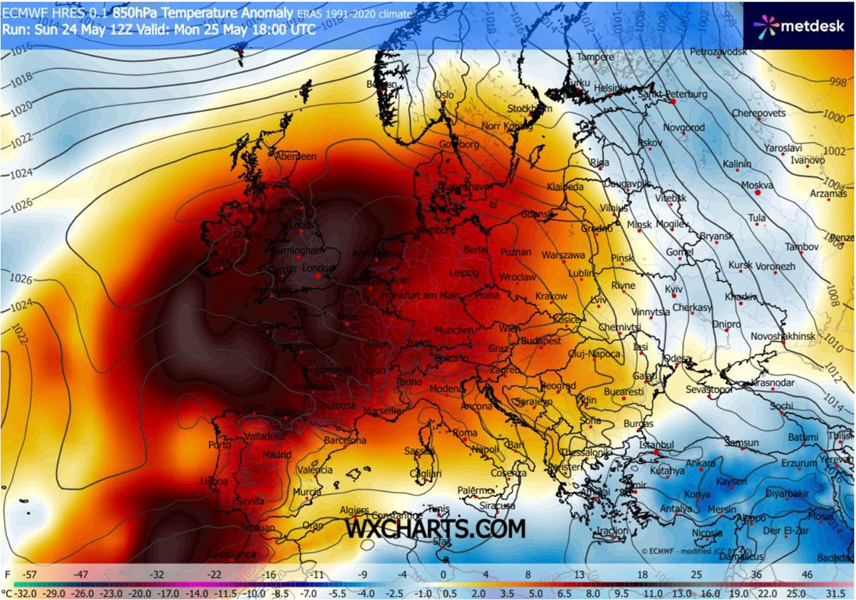 heat-dome-europe-heatwave-may-summer-2026-forecast-850mb-temperature-anomaly
