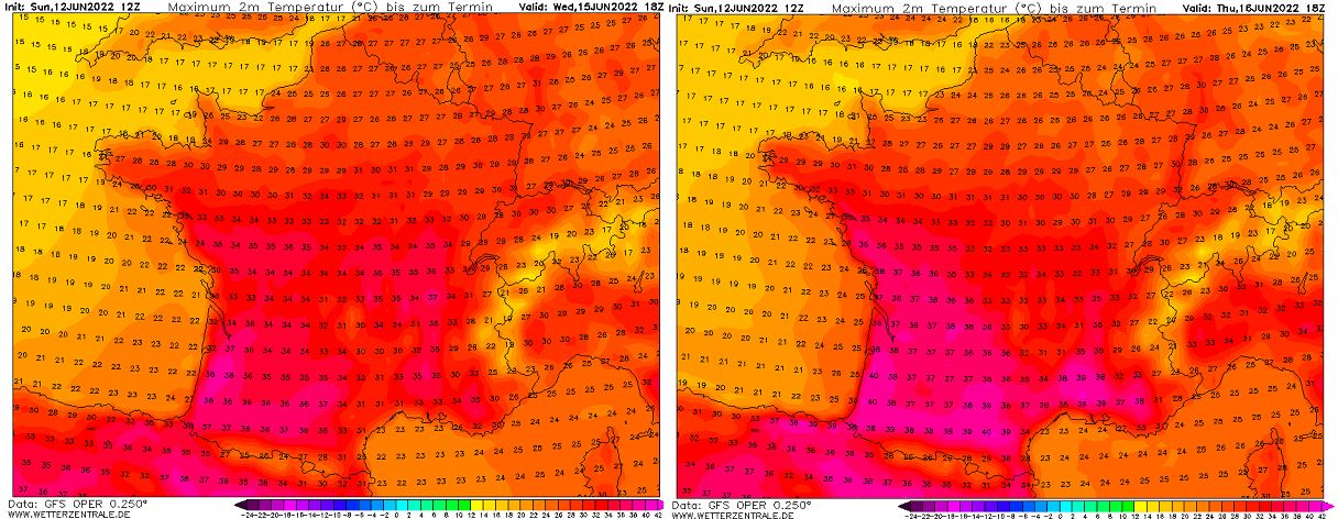 heat-dome-heatwave-europe-june-2022-forecast-france-wednesday-thursday-temperature