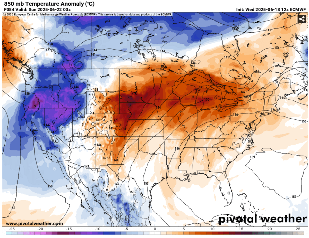 heat-dome-intense-heatwave-summer-2025-united-states-850mbar-temperature-saturday