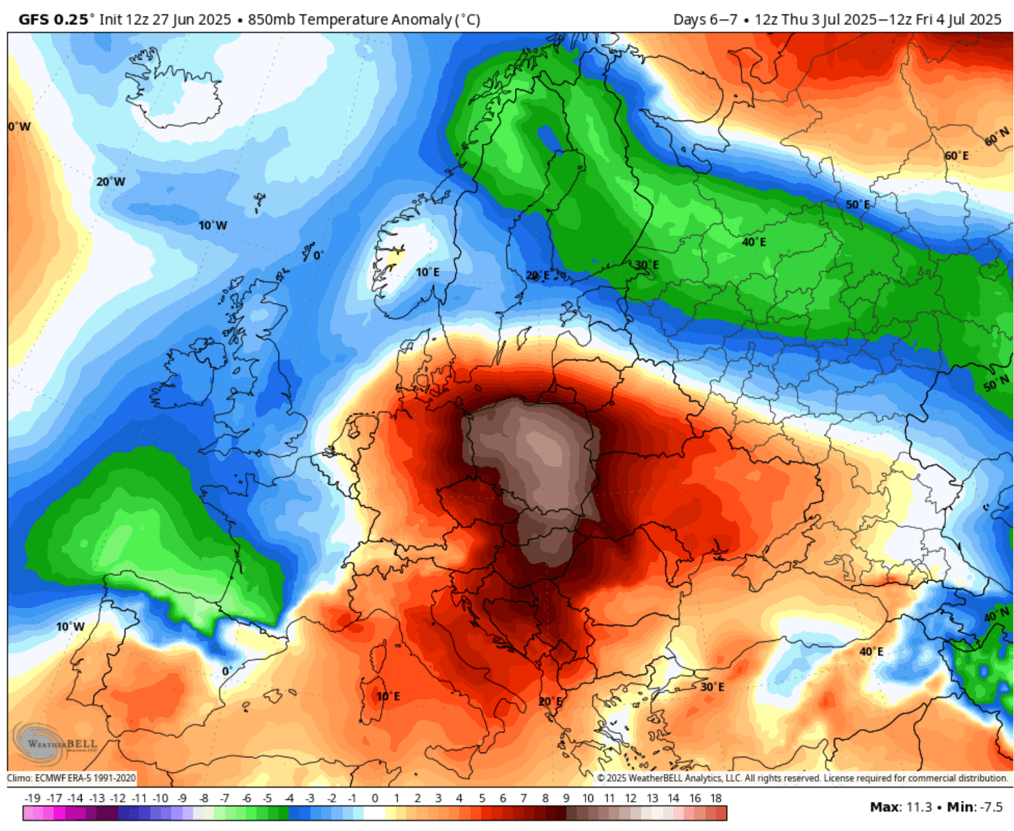 heat-dome-intense-heatwave-summer-june-july-2025-france-europe-850mbar-temperature-anomaly-thursday