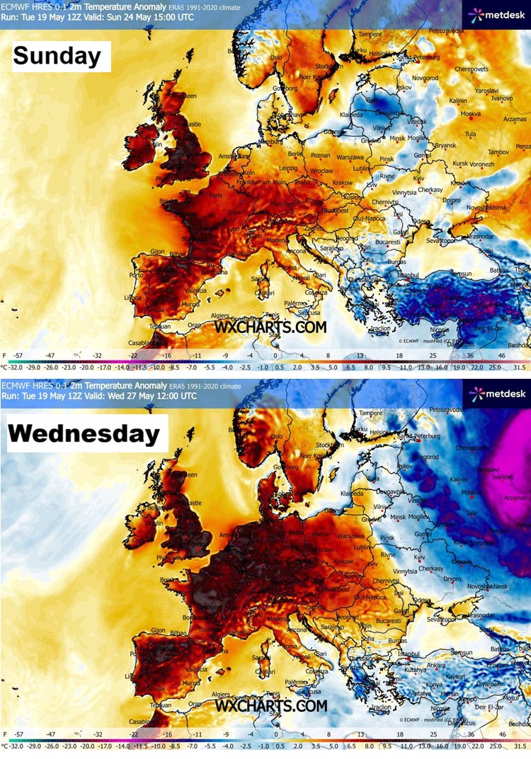 heat-dome-warm-wave-heatwave-may-summer-2026-forecast-europe-2m-temperature-anomaly