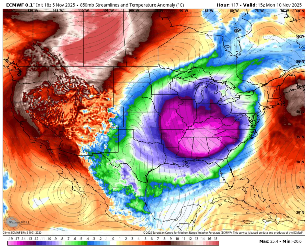 historic-cold-wave-blast-north-america-united-states-november-2025-850mbar-temperature-anomaly-monday
