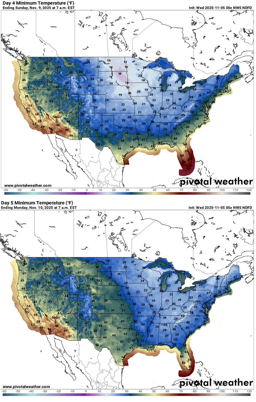 historic-cold-wave-blast-north-america-united-states-november-2025-temperature-tmin-sunday-monday