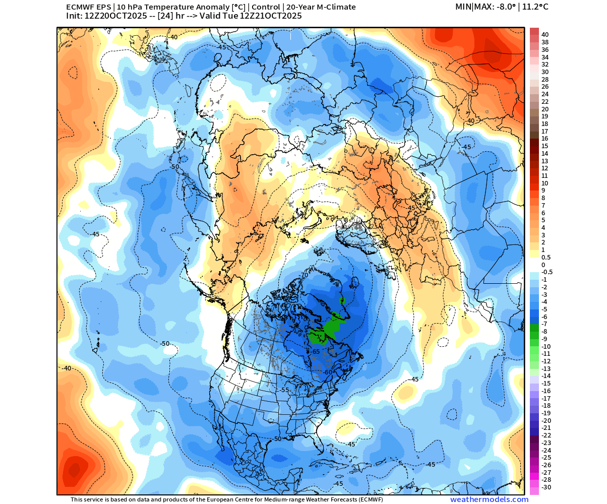 Vortice polare-nord-america-analisi-emisfero-ottobre-anomalia-temperatura-area-stratosfera-10mb