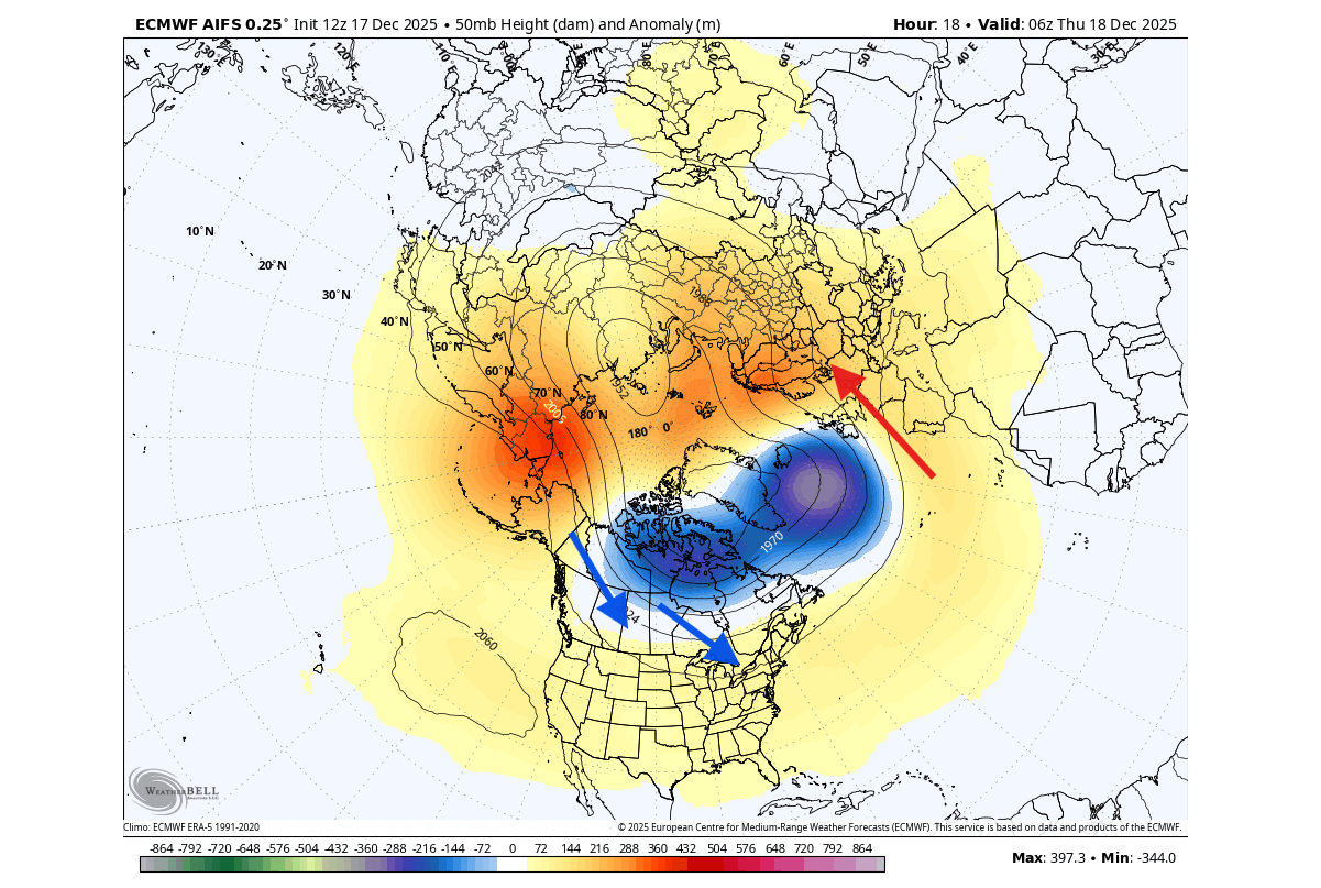 polar-vortex-split-north-hemisphere-forecast-december-united-states-canada-winter-50mb-pressure-anomaly