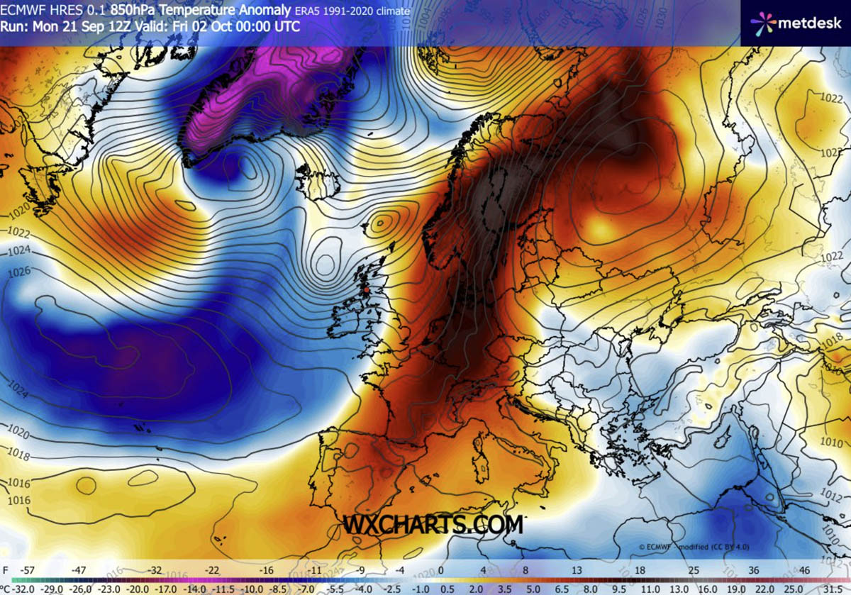return-of-heat-dome-heatwave-europe-late-september-october-2026-850-mbar-temperature-anomaly-trend