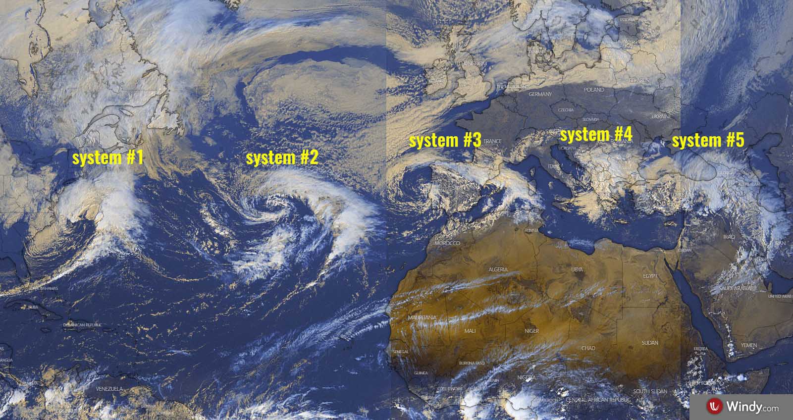 An Exceptional Satellite Presentation Of Five Frontal Systems