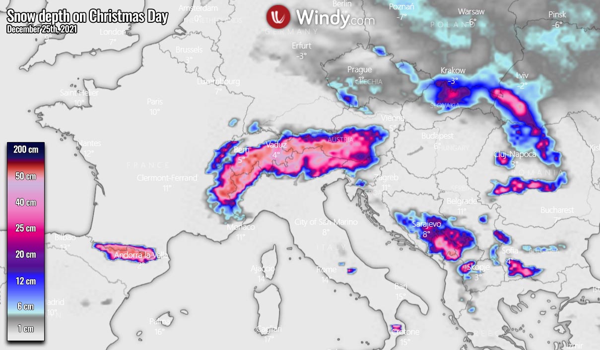 Percent Likelihood Snow Map Europe Christmas 2022 Snow Forecast Across Europe For Christmas 2021