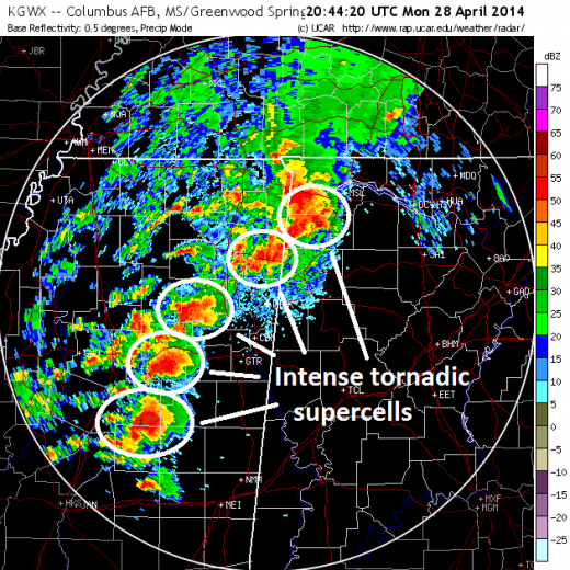Tornado outbreak across Mississippi & Alabama states Apr 28th, 2014