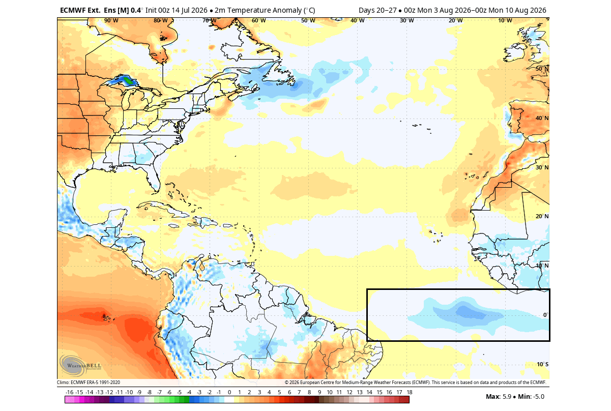 ecmwf-weekly-global-ocean-temperature-anomaly-forecast-pacific-el-nino-atlantic-nina-united-states-weather-august