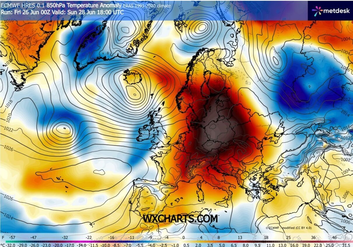 historic-heat-dome-europe-excessive-heatwave-june-2026-850mbar-temperature-anomaly-sunday
