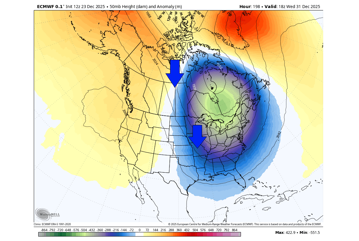 polar-vortex-split-north-hemisphere-forecast-january-united-states-canada-winter-50mb-pressure-anomaly