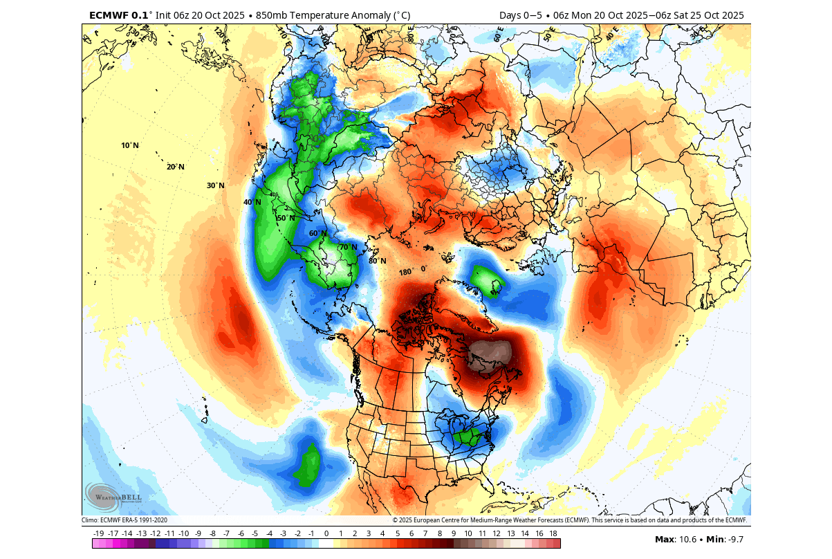 previsione-meteo-5-giorno-mid-ottobre-emisfero-nord-emisfero-stati-uniti-canada-ensemble-modello-di-temperatura-