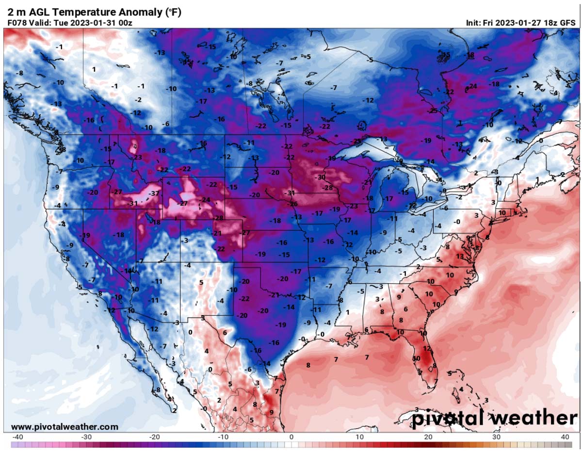The Coldest Air of 2023 Plunges from Canada into the United States