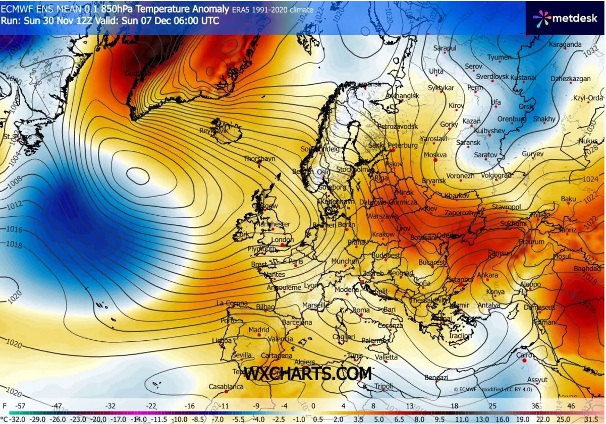 flusso zonale-nord-atlantico-modello-attivo-tempeste-intense-europa-occidentale-dicembre-2025-calore