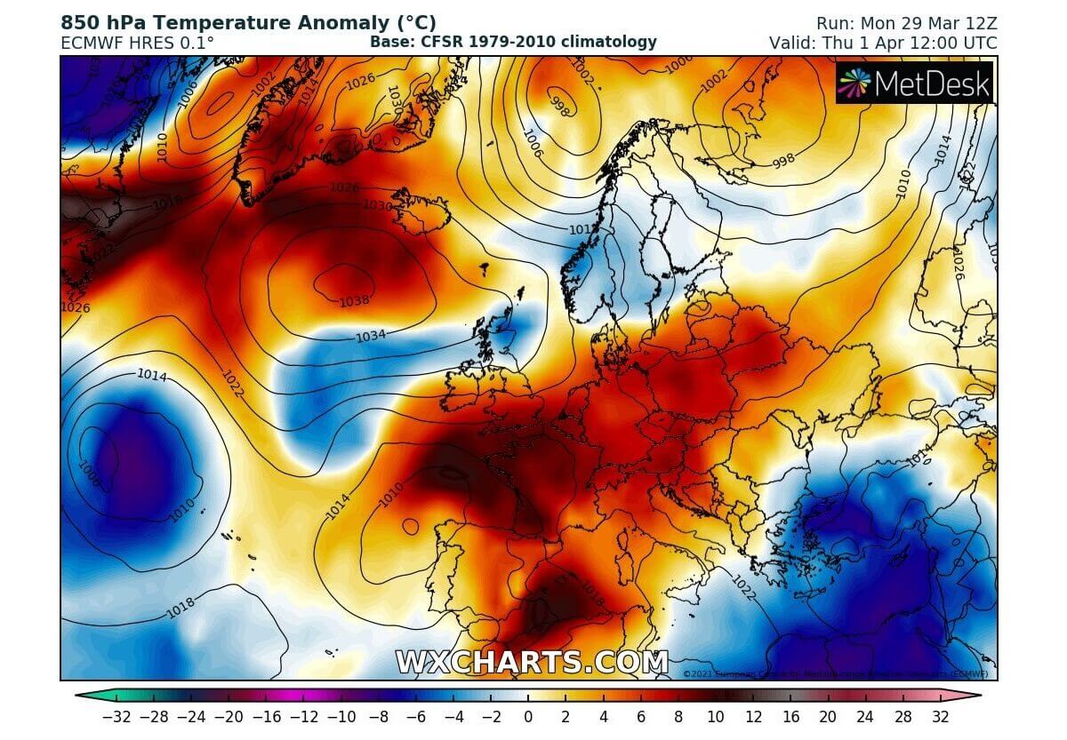 A massive plume of warm weather is forecast to spread spring