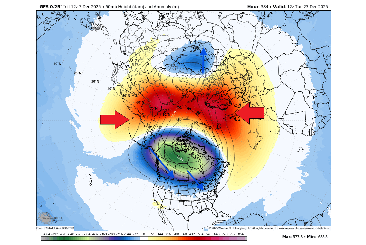 polar-vortex-split-north-hemisphere-forecast-december-christmas-snow-united-states-canada-winter-50mb-pressure
