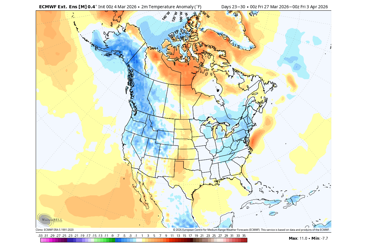 spring-forecast-early-april-temperature-anomaly-united-states-canada-cold-post-stratospheric-warming-effect