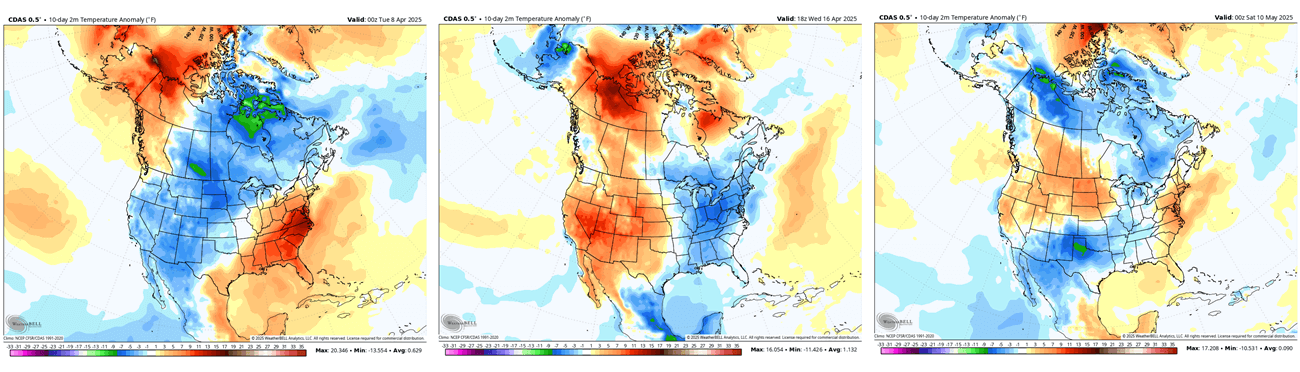 spring-summer-2025-forecast-united-states-canada-temperature-anomaly-cold-after-stratospheric-warming-polar-vortex