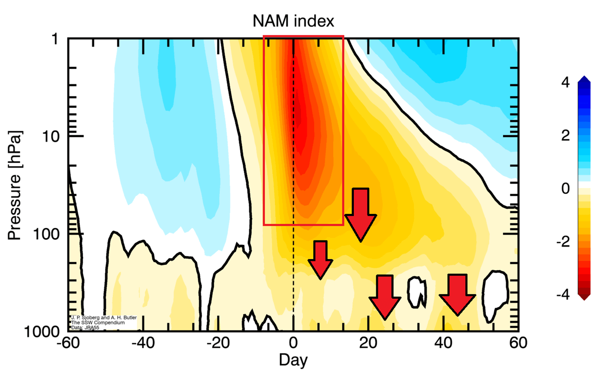 stratospheric-warming-event-timeline-schematic-atmosphere-vertical-pressure-anomaly-change-united-states-canada-pattern-winter