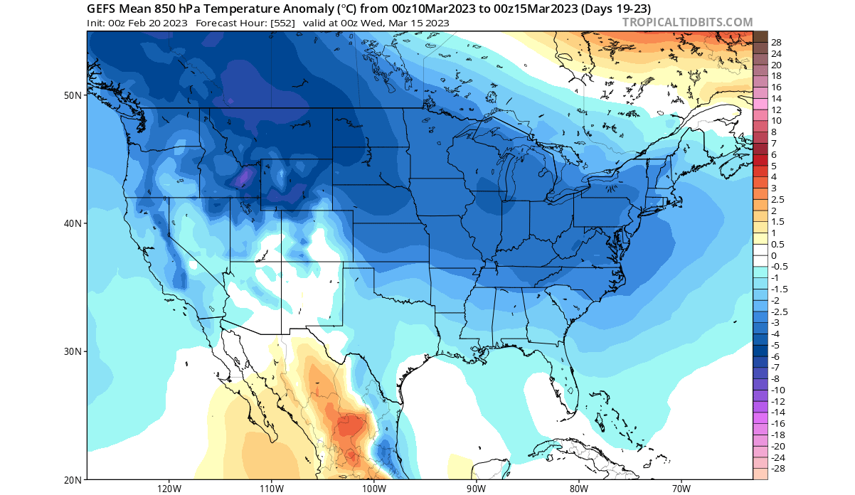 sudden-stratospheric-warming-winter-polar-vortex-north-hemisphere-forecast-temperature-noaa-gefs-extended-ensemble-united-states-march