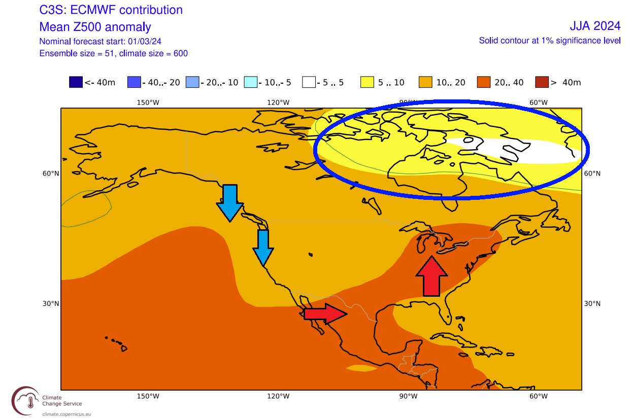 summer-2024-weather-forecast-ecmwf-weather-pressure-pattern-anomaly-united-states-canada