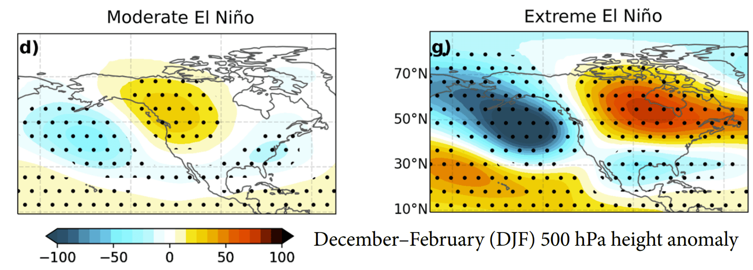 super-el-nino-reanalysis-era5-data-pressure-anomaly-cold-united-states-canada-comparison-moderate-versus-extreme-event-super-el-nino-power