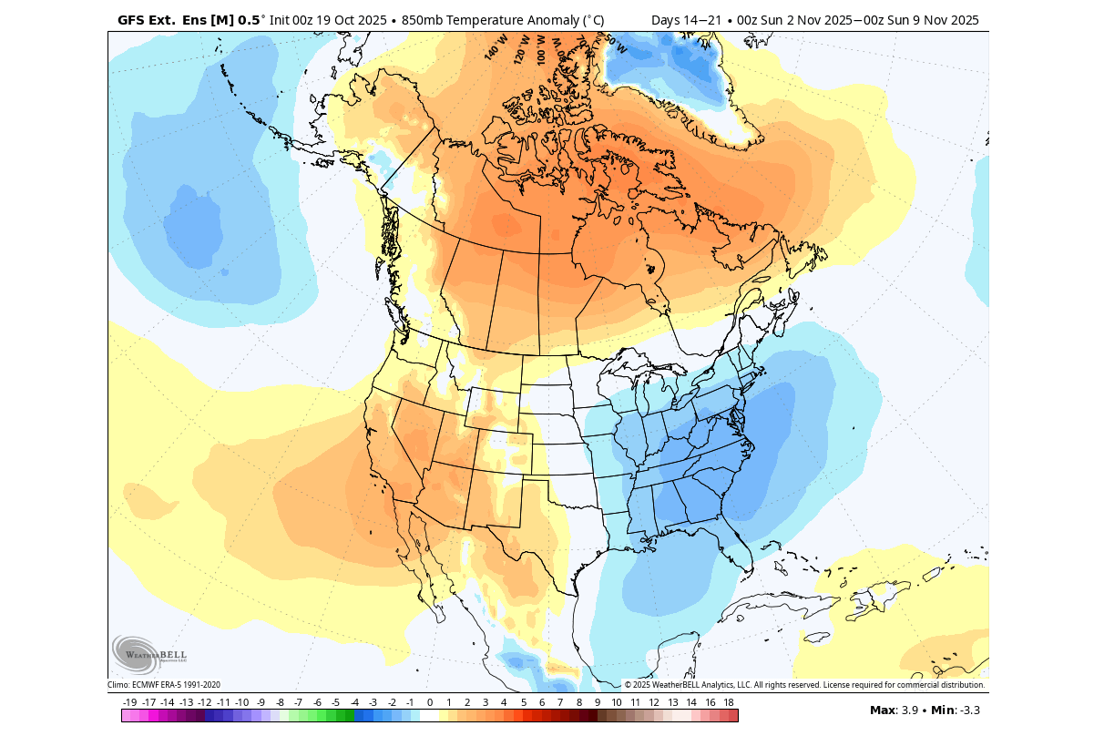 previsioni meteo-novembre-temperatura-superficiale-anomalia-modello-stati-uniti-canada-freddo-dopo-l'interruzione del vortice polare