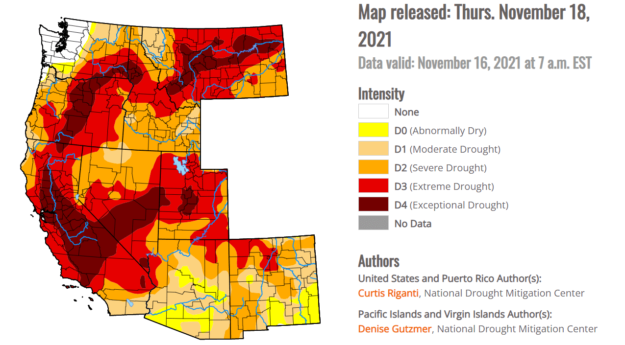 western-united-states-drought-monitor-november-2021