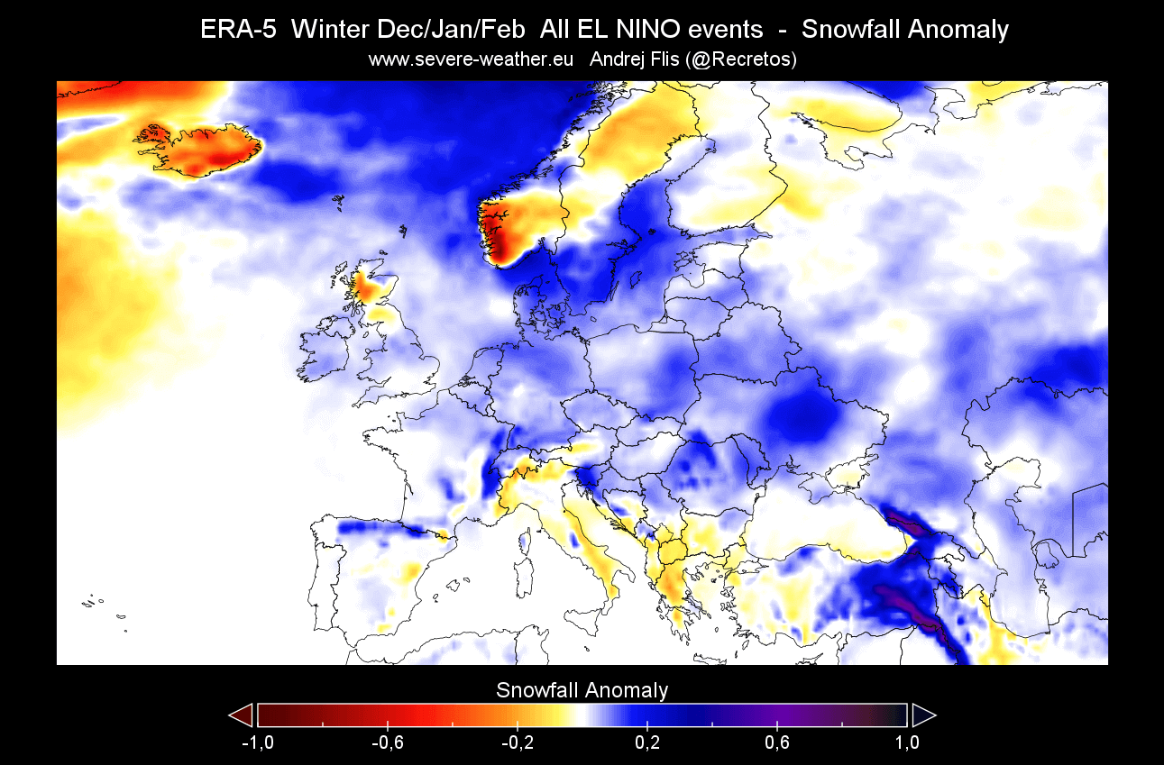 winter-enso-el-nino-seasonal-snowfall-pattern-europe-forecast-reanalysis