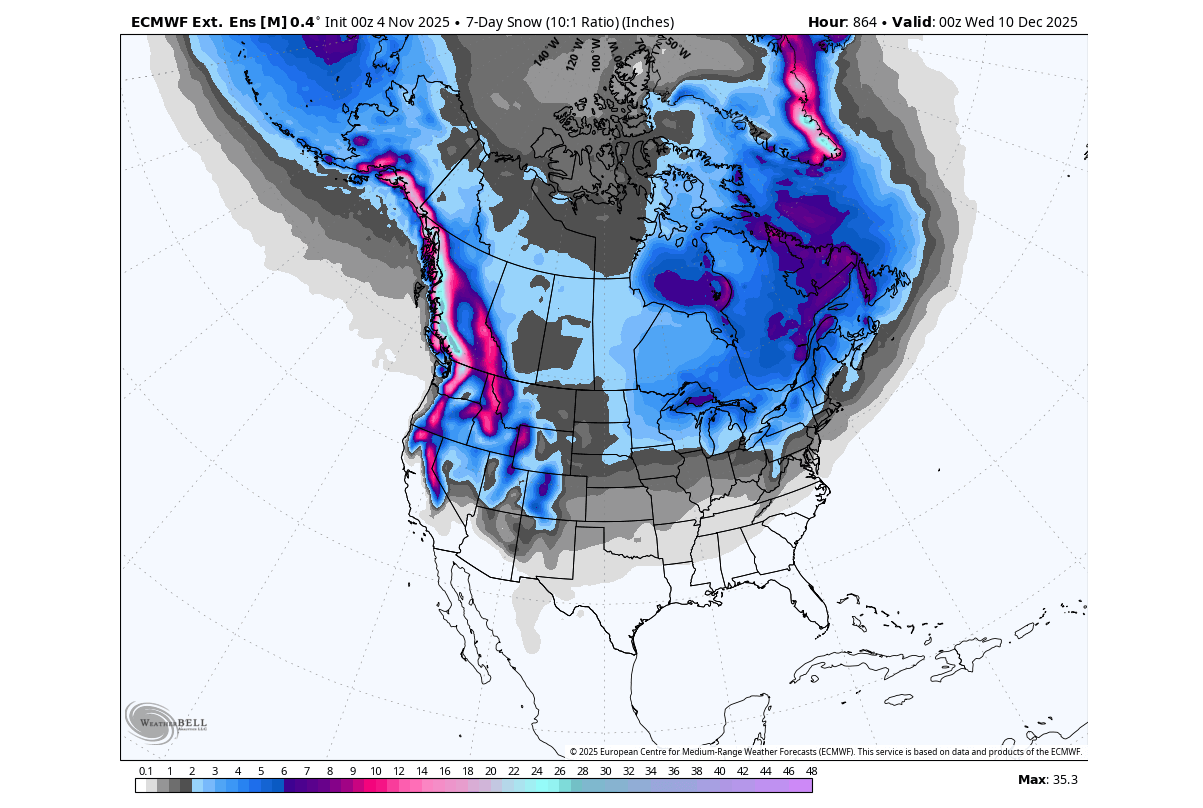 winter-forecast-december-snowfall-united-states-canada-cold-polar-vortex-split