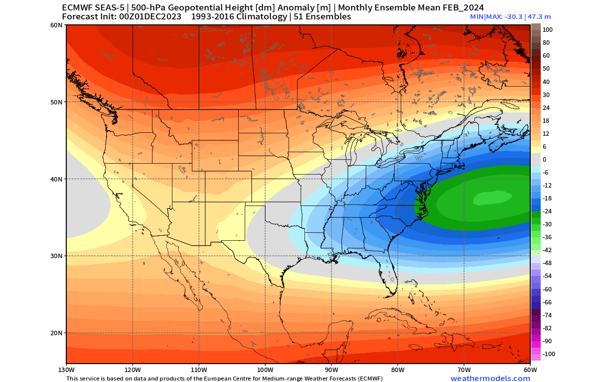 winter-forecast-february-500mb-pressure-anomaly-pattern-ecmwf-united-states-canada