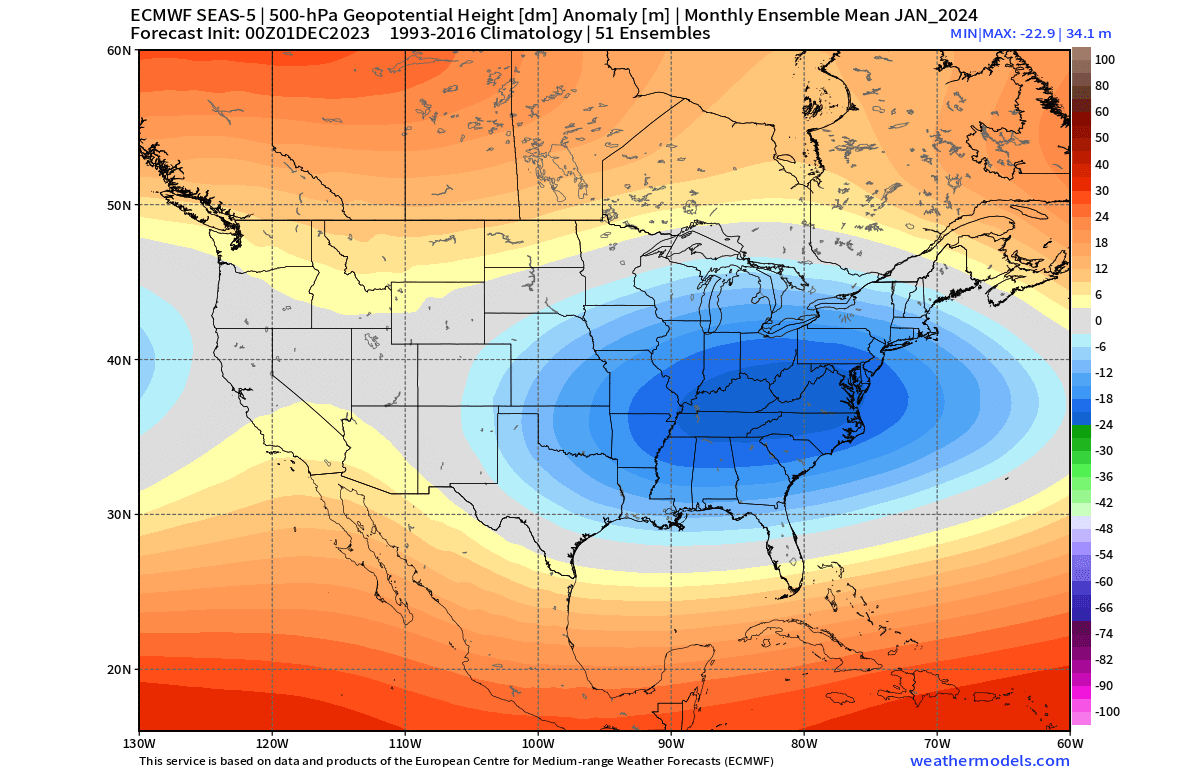 winter-forecast-january-2024-500mb-pressure-anomaly-pattern-ecmwf-united-states-canada