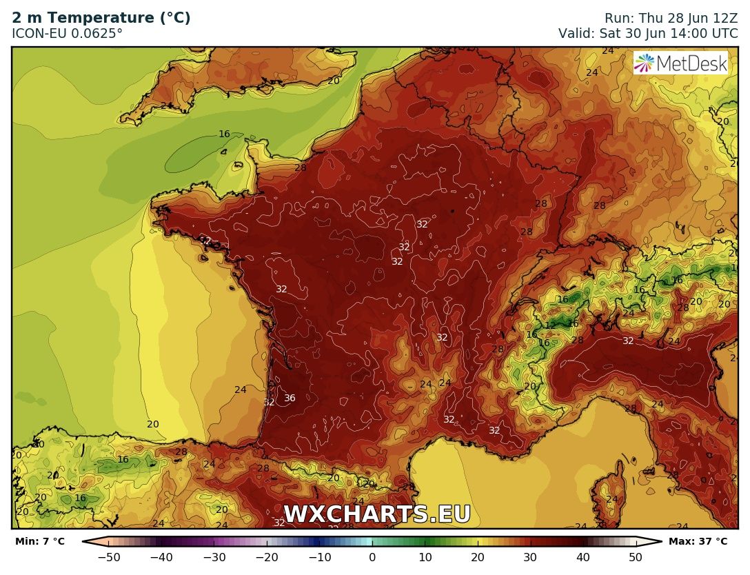 Parts of France to approach 40 °C this weekend! » Severe Weather Europe