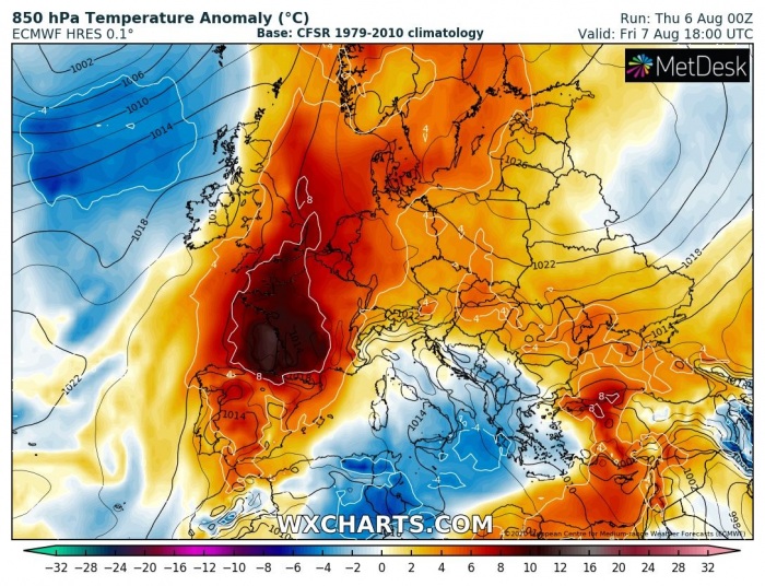 europe-heatwave-850mbarFriday