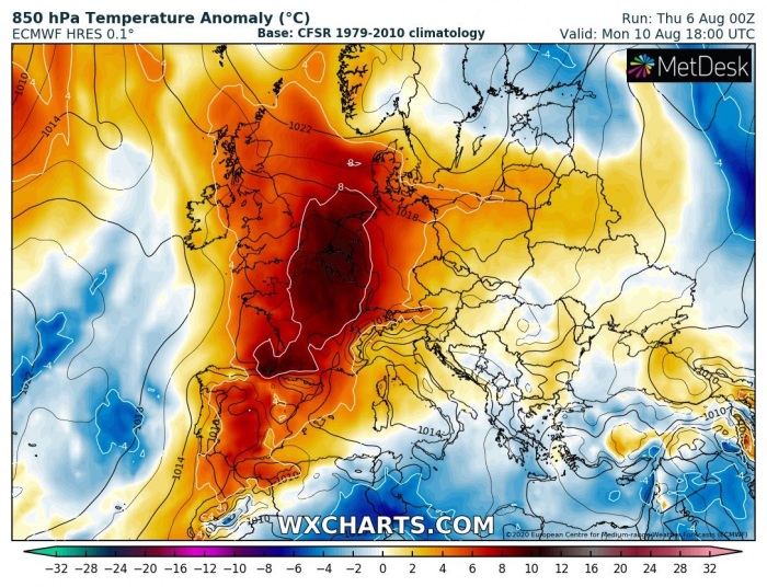 europe-heatwave-850mbarMonday
