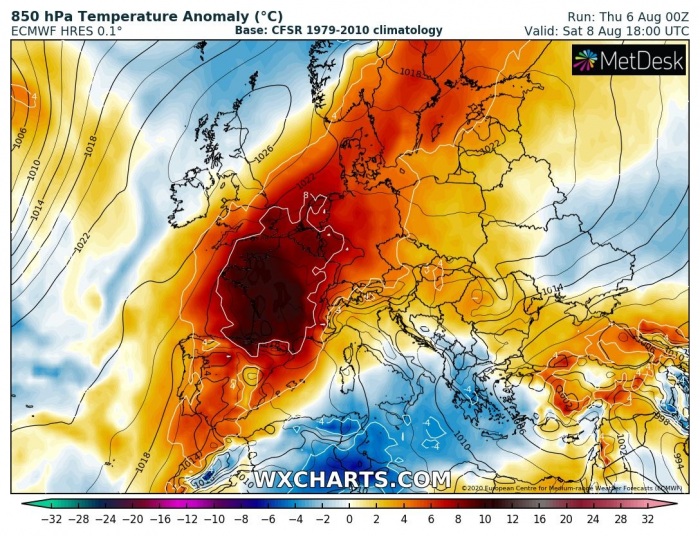 europe-heatwave-850mbarSaturday