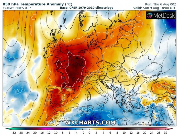 europe-heatwave-850mbarSunday