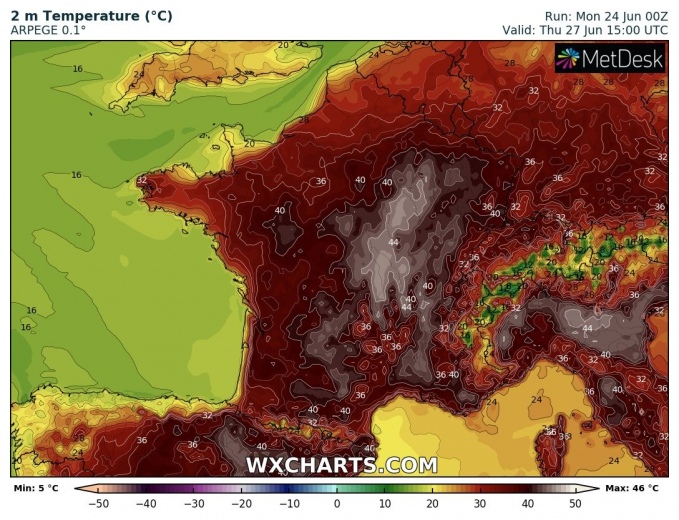 *EXTREME HEAT WAVE* over parts of Spain, France, Germany and Italy this ...